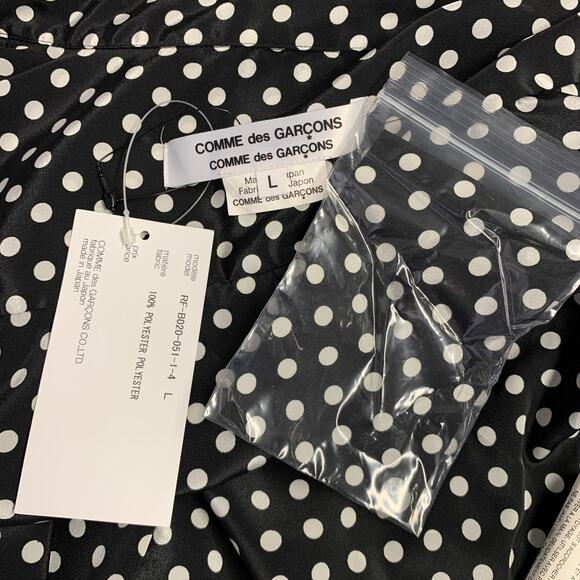 COMME des GARCONS Size L Black White Polyester Polka Dot Patch Pocket Shirt - Picture 5 of 7